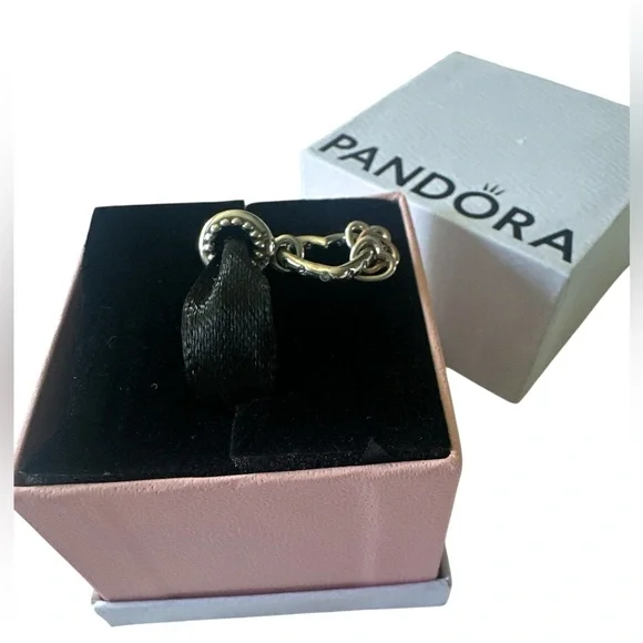 NWT Pandora Heart full of Hearts Silver Twisted Bracelet Dangle Charm - Picture 2 of 7